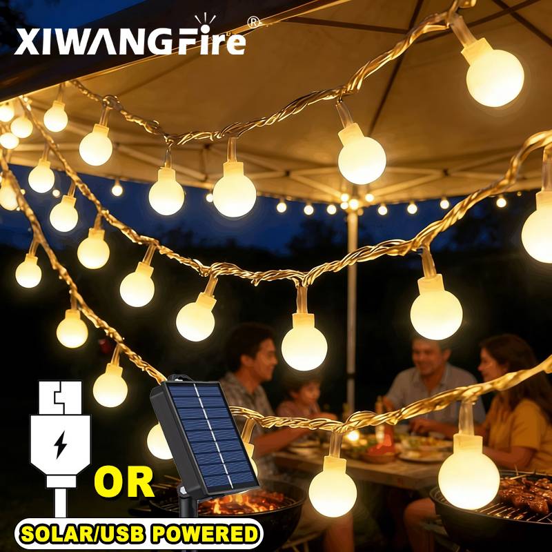 Lighting Wedding Outdoor - ไฟประดับโซลาร์เซลล์/USB/แบตเตอรี่ 3-10 เมตร, ไฟ LED ลูกบอลทรงกลม,