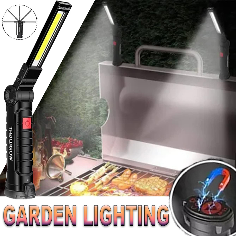 Outdoor Lighting B&Q - ไฟฉาย LED แบบพกพาพร้อมตะขอแม่เหล็กกลางแจ้งทํางานซ่อม Type-C โคมไฟแบบชาร์จไฟได้โคมไฟสําหรับ Camping