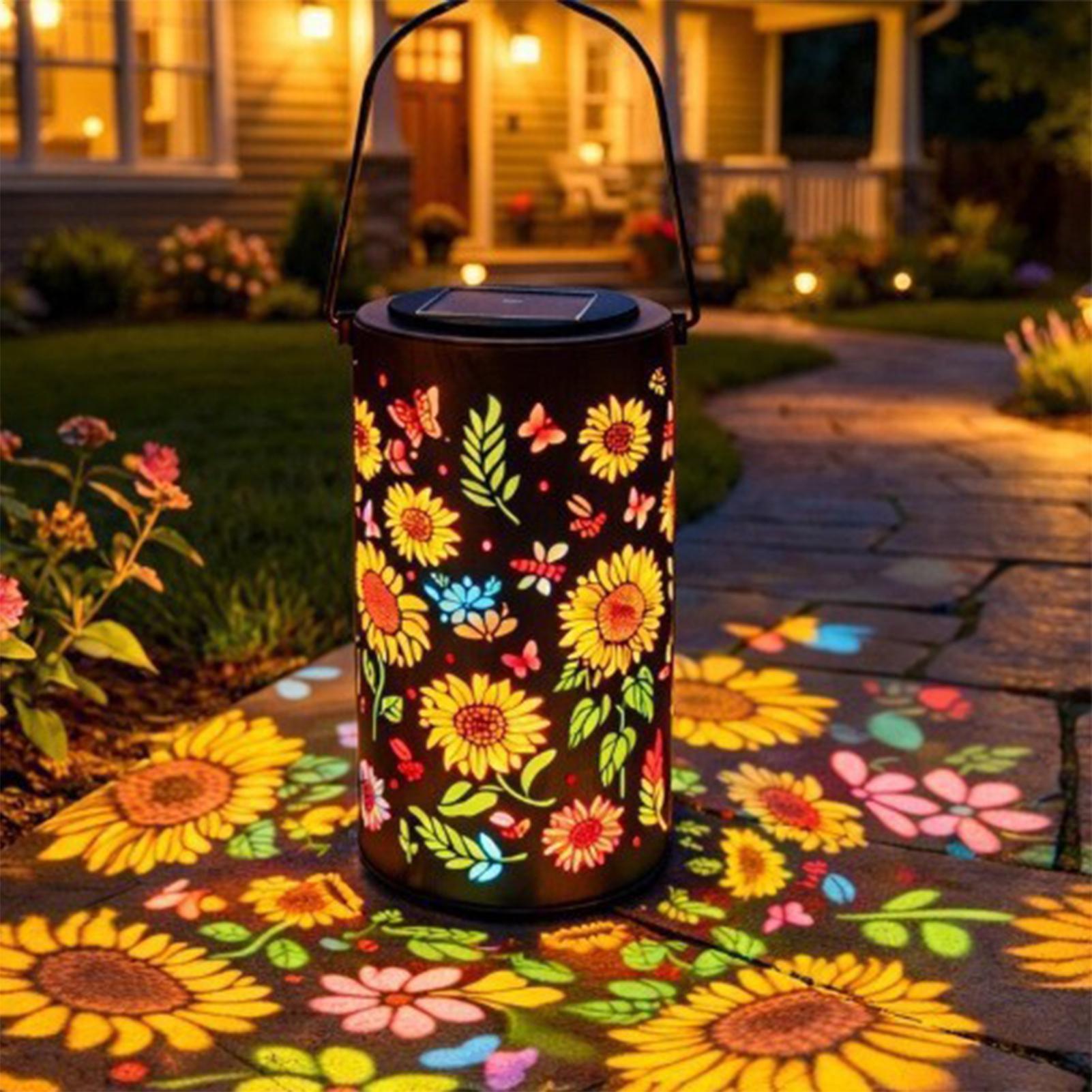 Outdoor Lighting Tree - โคมไฟพลังงานแสงอาทิตย์รูปดอกทานตะวัน ทนทานต่อสภาพอากาศ ทำจากโลหะ สีสันสดใส เหมาะสำหรับตกแต่งสวน ลานบ้าน