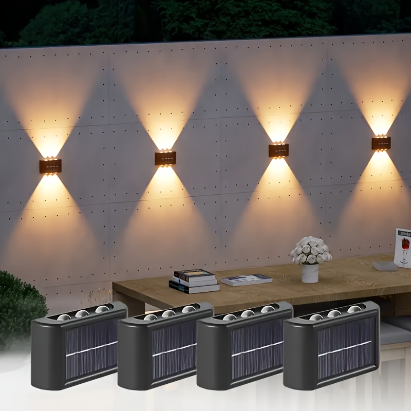 Outdoor Lighting Linear - ไฟ LED พลังงานแสงอาทิตย์สำหรับภายนอกอาคาร กันน้ำ ติดผนัง ส่องสว่างขึ้นและลง