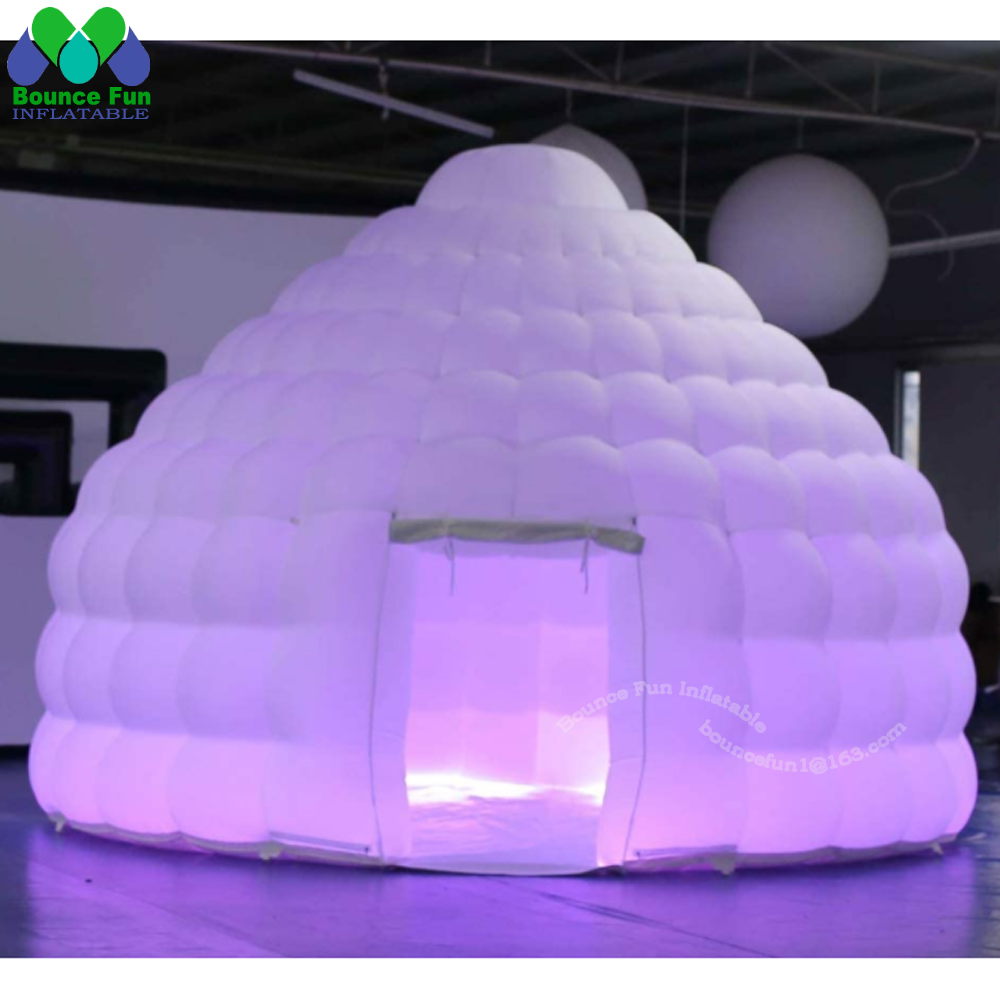 Outdoor Lighting Rental For Party - สีขาว Inflatable Igloo เต็นท์โดมพร้อมไฟ LED แบบพกพา
