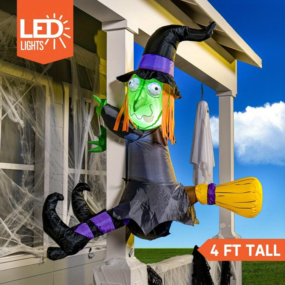 Outdoor Lighting Tree - แม่มดเป่าลมขนาด 4 ฟุต สำหรับฮาโลวีน พร้อมไฟ LED