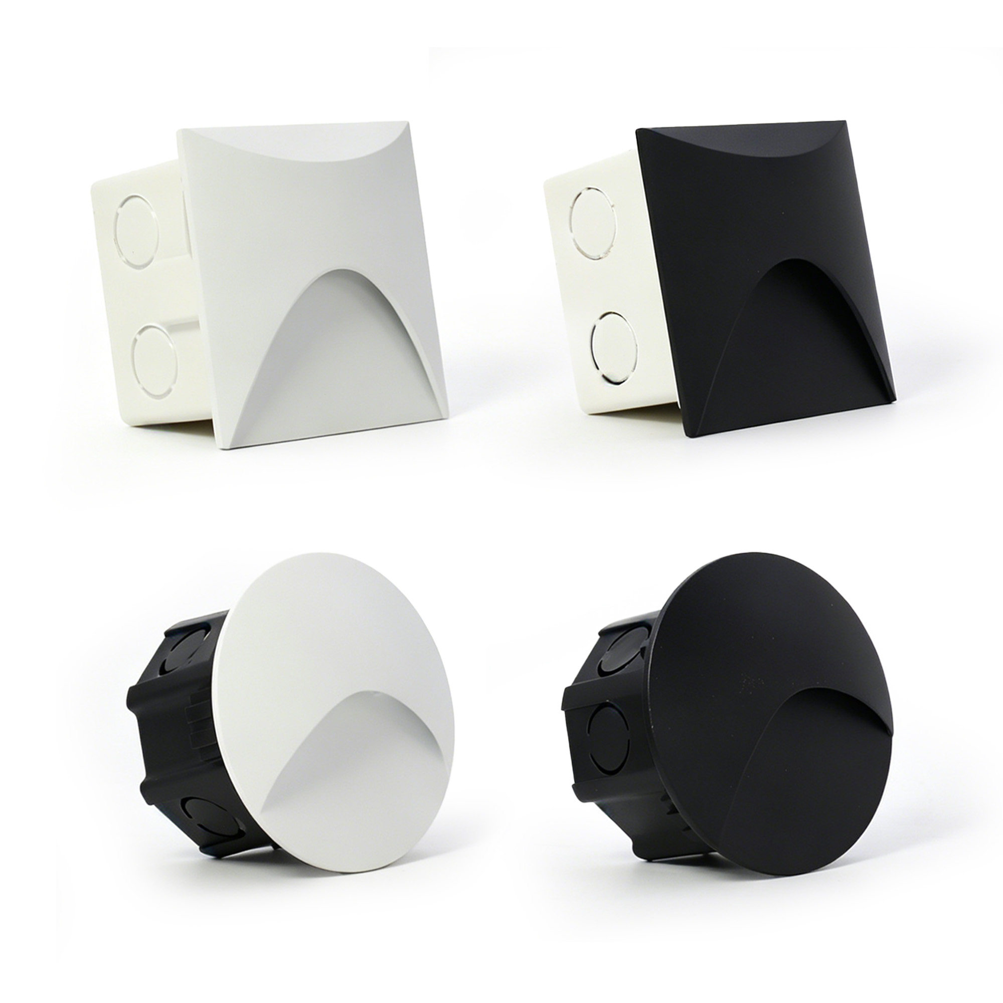 Outdoor Lighting Linear - ไฟบันได Led ไฟขั้นบันได 3W สแควร์รอบปิดภาคเรียนในร่มกลางแจ้งกันน้ำบันไดโคมไฟติดผนัง LED