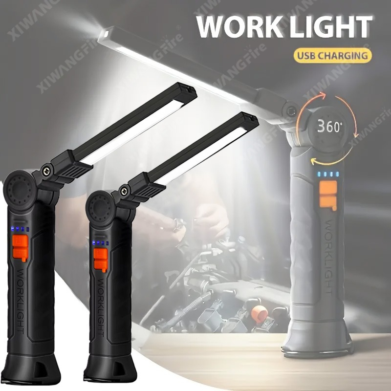 Outdoor Lighting B&Q - ไฟฉาย LED แบบชาร์จไฟได้พร้อมแม่เหล็กและตะขอ, กันน้ำสำหรับงานรักษาความปลอดภัยในสถานที่ทำงาน ทำงานกลางคืน ตั้งแคมป์กลางแจ้ง