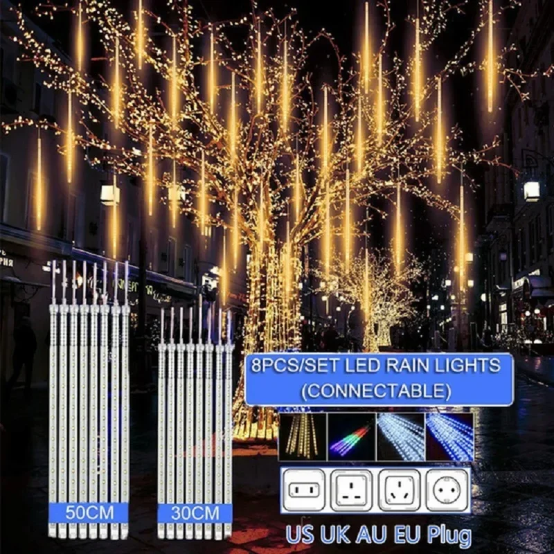 Outdoor Lighting Tree - 30 ซม./50 ซม.ฝนดาวตกกันน้ํา 8 หลอดไฟ LED