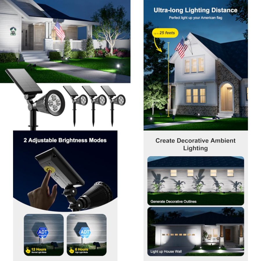 Outdoor Lighting Tree - ไฟสปอร์ตไลท์พลังงานแสงอาทิตย์สำหรับภายนอกอาคาร กันน้ำ สำหรับต้นไม้ รูปปั้น ดอกไม้ กระถางต้นไม้