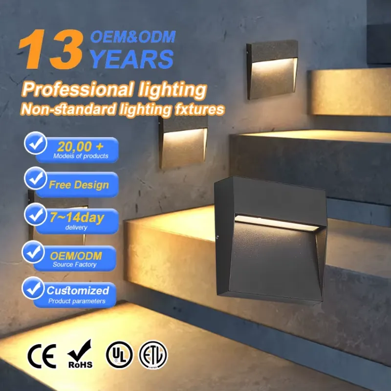 Outdoor Lighting For Steps - ไฟ LED ติดบันไดกลางแจ้งแบบบางพิเศษ สำหรับอะลูมิเนียม กันน้ำ IP65