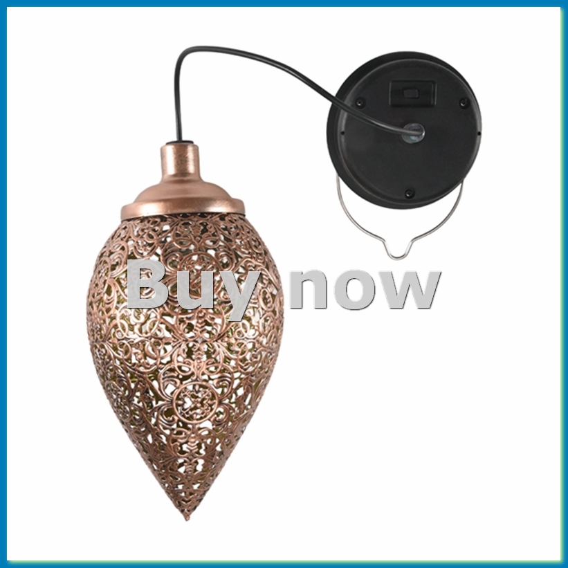 Solar Lantern Hanging - โคมไฟแขวน LED พลังงานแสงอาทิตย์สไตล์โมร็อกโก โคมไฟฉายลายโมร็อกโกแบบย้อนยุค ตกแต่งสวนกลางแจ้ง ชุดไฟประดับตกแต่ง-ABHG
