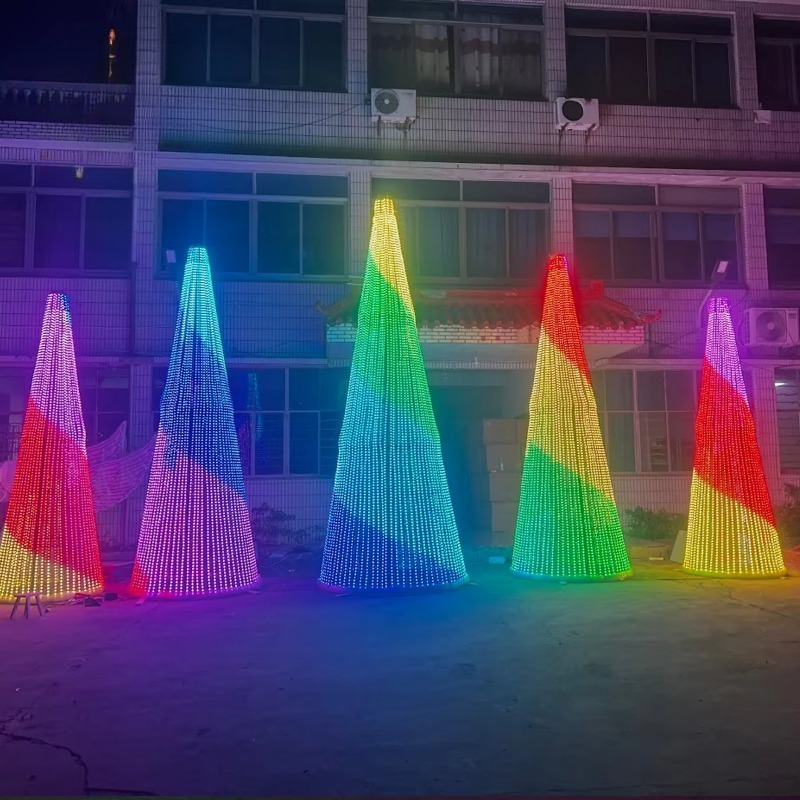 Outdoor Lighting Tree - ไฟต้นคริสต์มาสแบบไดโอดเปล่งแสงขนาดใหญ่สำหรับภายนอกอาคาร กันน้ำ ตั้งโปรแกรมได้ DMX ควบคุมแสงตามจังหวะดนตรี สำหรับตกแต่งถนน