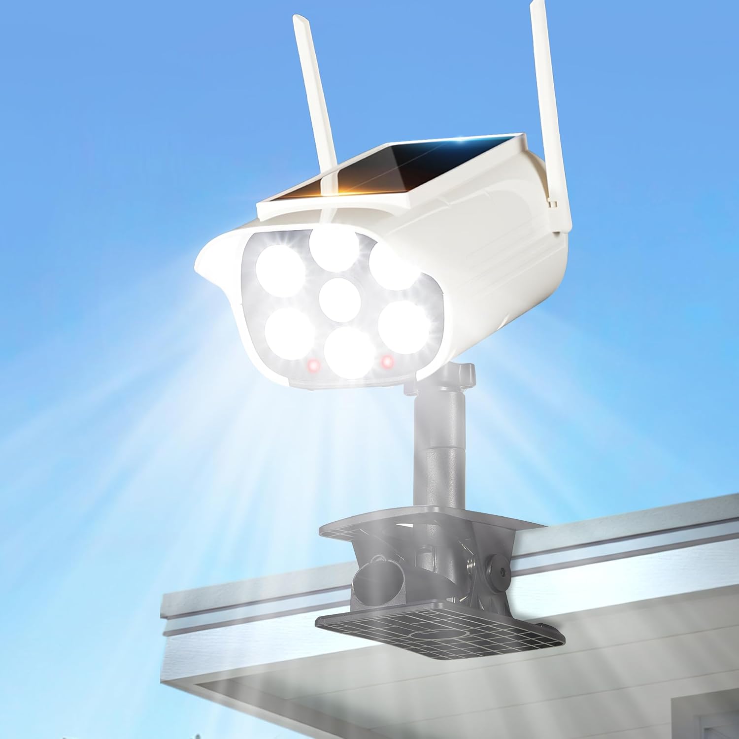Outdoor Lighting On Fence - ไฟถนนพลังงานแสงอาทิตย์ LED แบบหนีบ กล้องรักษาความปลอดภัยพลังงานแสงอาทิตย์พร้อมเซ็นเซอร์ตรวจจับความเคลื่อนไหว ไฟสวนกลางแจ้ง กันน้ำ
