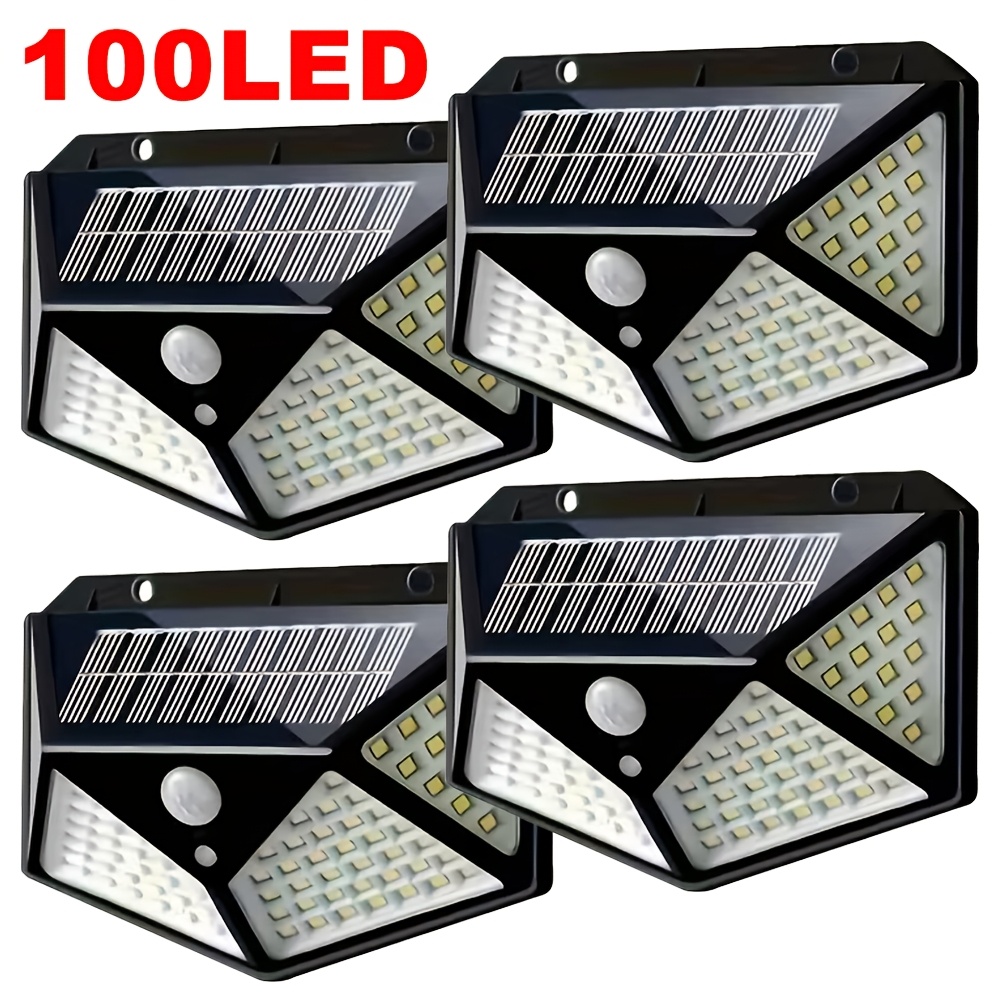 Outdoor Lighting Linear - ไฟสวนโซลาร์เซลล์ 100LED สำหรับภายนอกอาคาร พร้อมเซ็นเซอร์ตรวจจับความเคลื่อนไหว กันน้ำ ใช้ติดผนัง