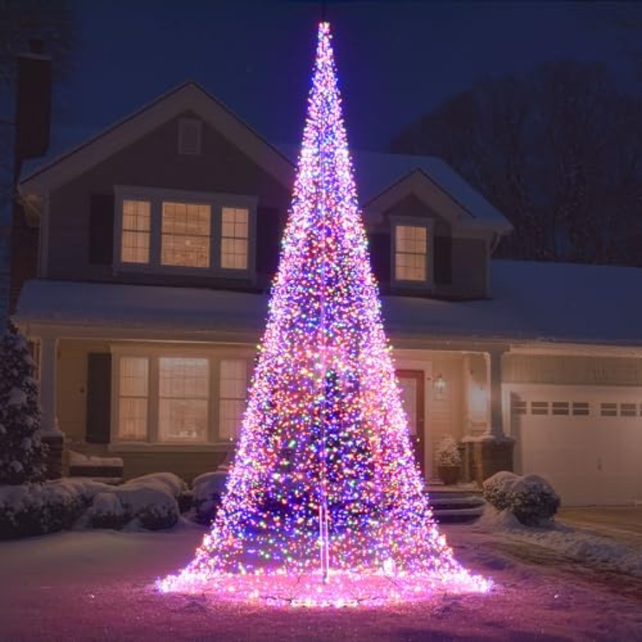 Outdoor Lighting Tree - เสาธงกลางแจ้งพร้อมไฟ LED ต้นคริสต์มาส 33 ฟุต 8400