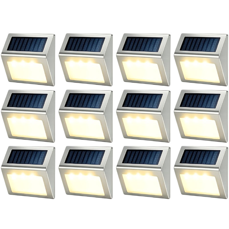 Outdoor Lighting On Fence - ไฟส่องสว่างแบบโซลาร์เซลล์สำหรับกลางแจ้ง ไฟติดผนังกันน้ำ ไฟ LED พลังงานแสงอาทิตย์สแตนเลสสำหรับรั้ว ระเบียง