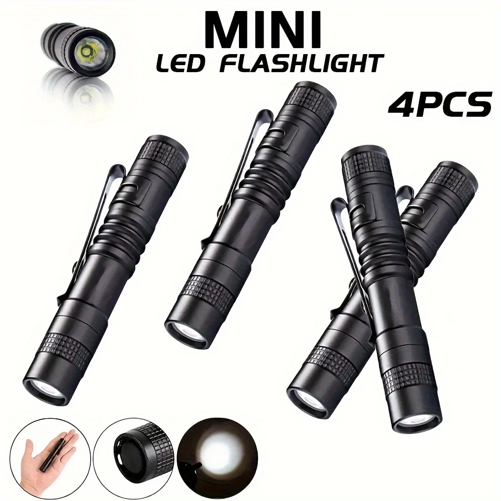 Outdoor Lighting B&Q - 1-4PCS มินิแบบพกพาไฟ LED ปากกาพ็อกเก็ตอัลตร้าไบรท์ ฮายลูเมนไฟฉายมือถือไฟฉายสำหรับตั้งแคมป์กลางแจ้งฉุกเฉิน