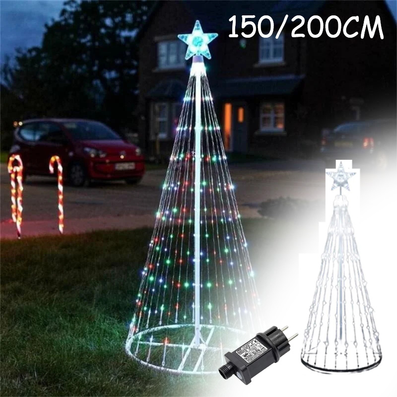 Outdoor Lighting Tree - ไฟ LED คริสมาสต์ประดับหลอดไฟประดับแบบสาย LED วงแหวนโลหะสำหรับตกแต่งกลางแจ้งใช้ในบ้าน