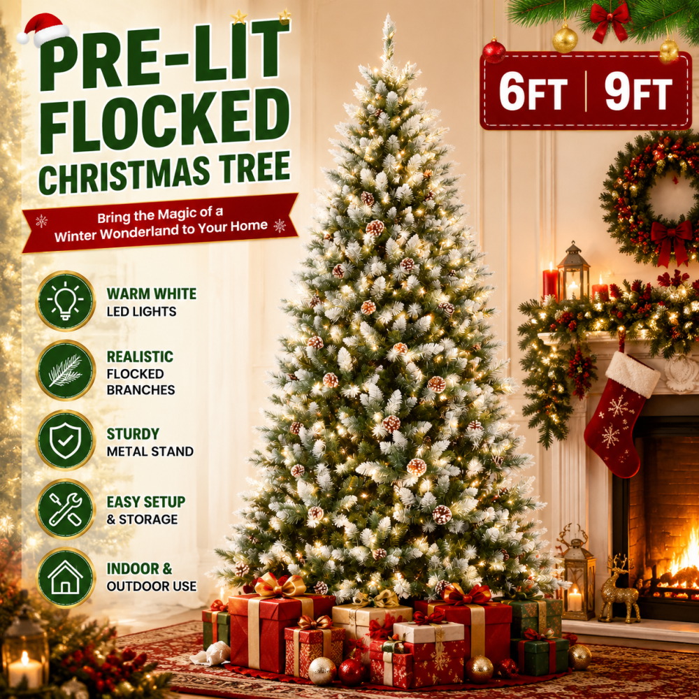 Outdoor Lighting Tree - ต้นคริสต์มาสประดิษฐ์แบบมีไฟในตัว ขนาด 6 ฟุต/9 ฟุต พร้อมไฟ