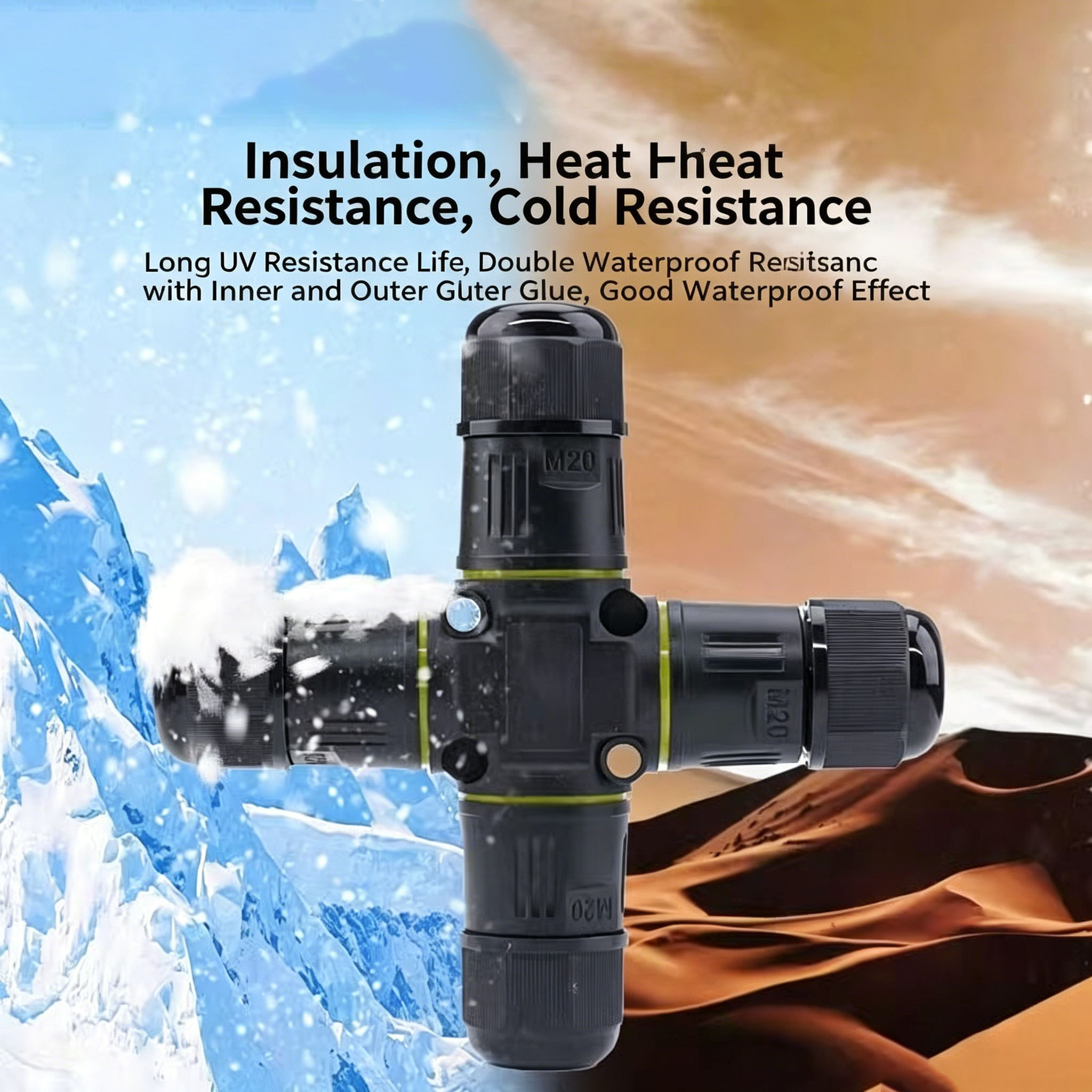 Outdoor Lighting Junction - ขั้วต่อกันน้ำแบบ 4 ทาง IP68, อะแดปเตอร์ขั้วต่อแบบสกรู 2/3