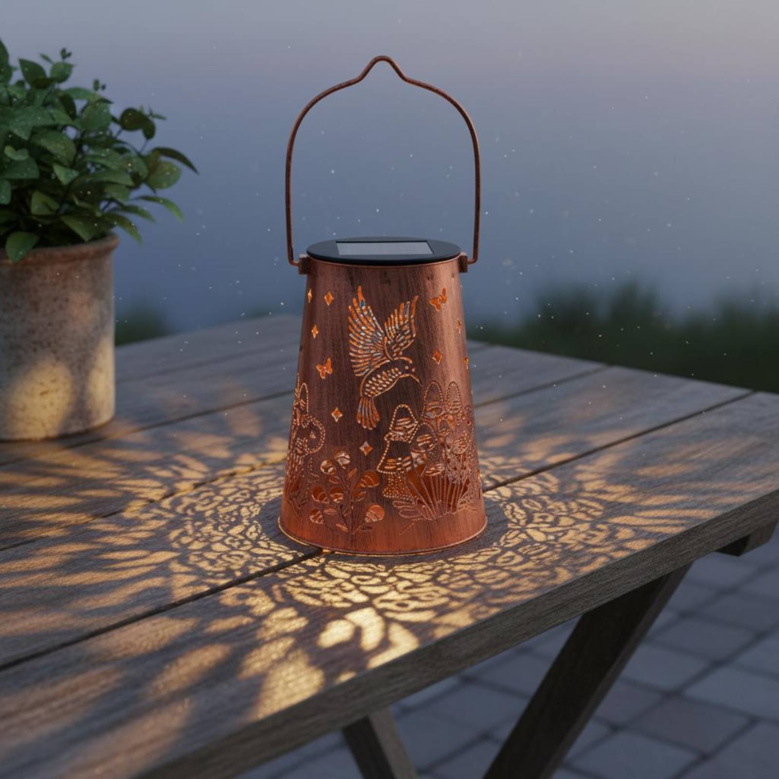 โคมไฟสวนลายดอกไม้ โคมไฟสวน ระบ - Solar Lantern Hanging บทวิจารณ์และราคา