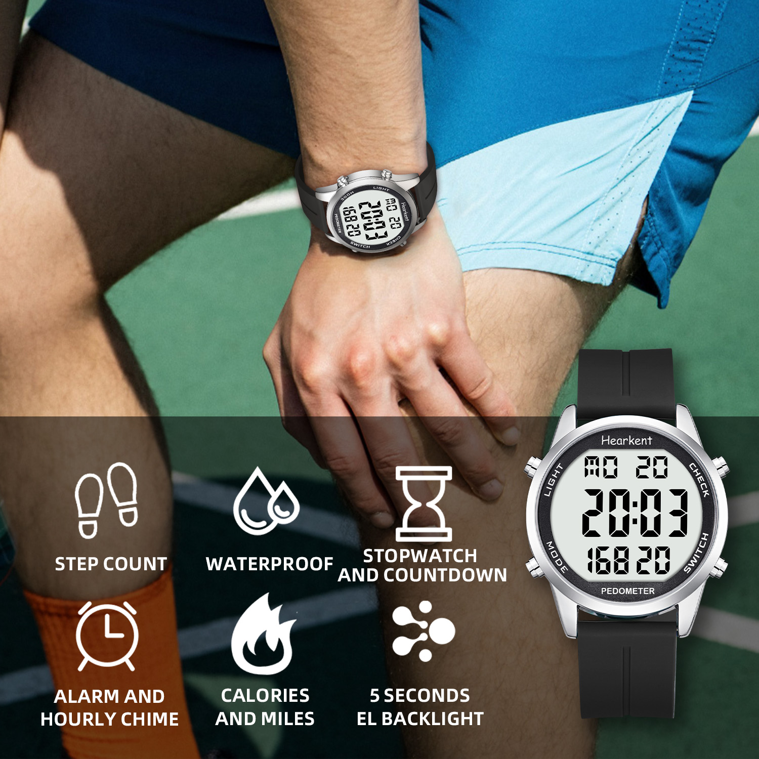 Hearkent Pedometer นาฬิกาผู้ชา - Outdoor Lighting For Steps บทวิจารณ์และราคา