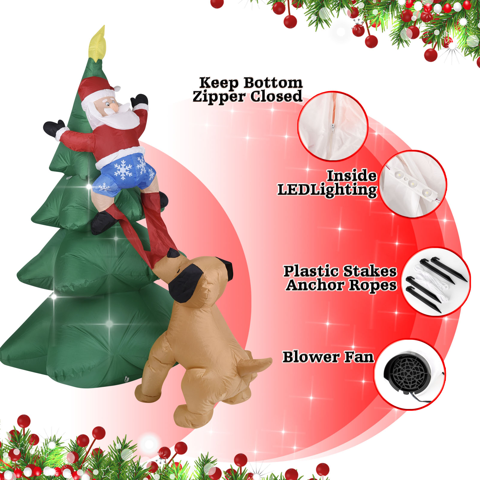 ตุ๊กตาสุนัขเป่าลมคริสต์มาส พร้ - Outdoor Lighting Tree บทวิจารณ์และราคา
