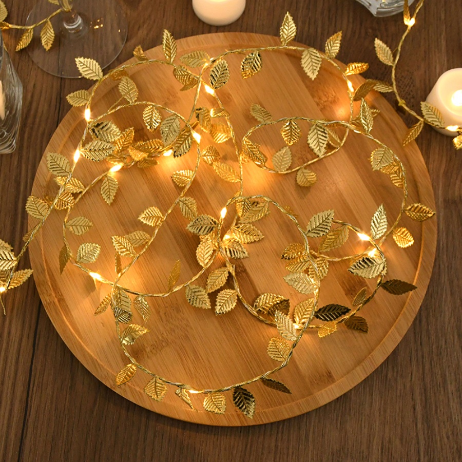 ไฟประดับรูปใบไม้สีทอง สายทองแด - Lighting Wedding Outdoor บทวิจารณ์และราคา