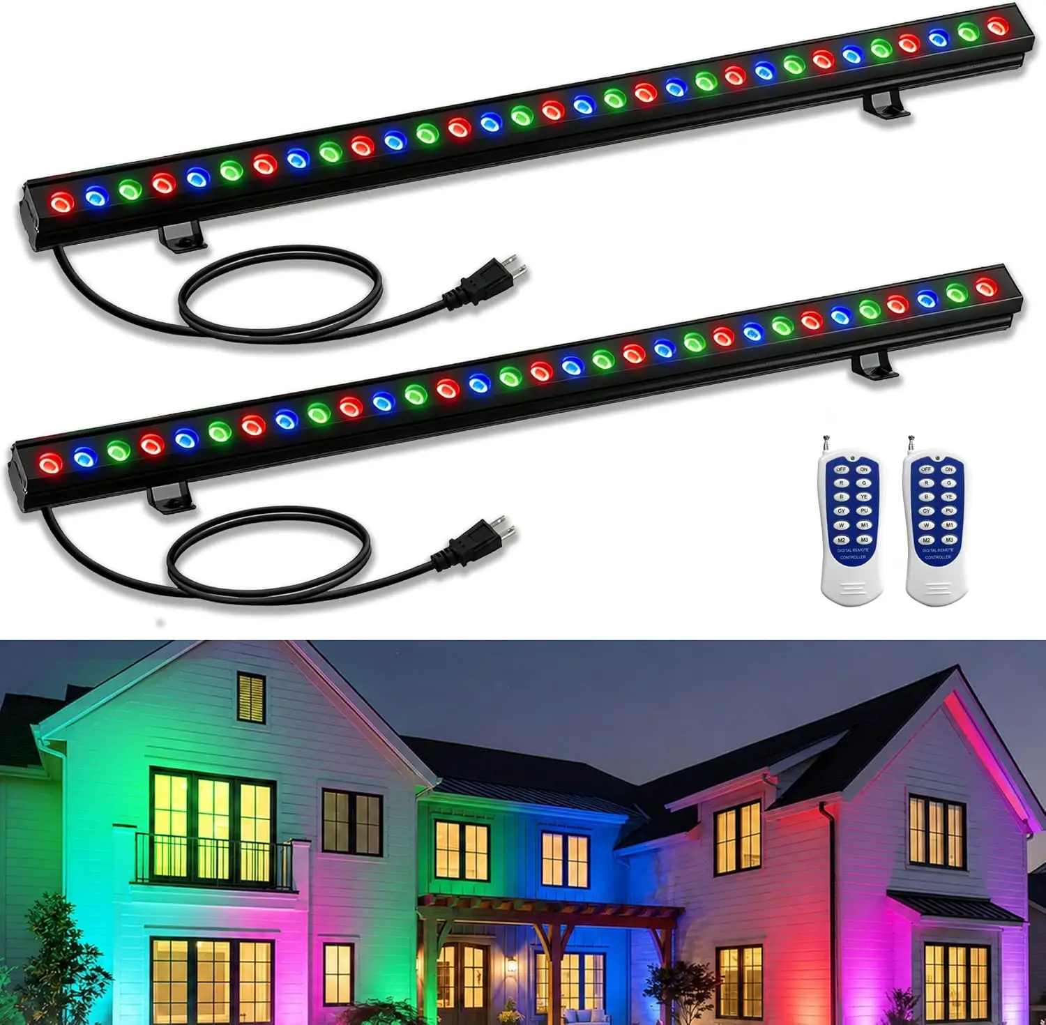 ไฟส่องผนัง RGB แบบ 2 ชิ้น 100W - Color Changing Outdoor บทวิจารณ์และราคา